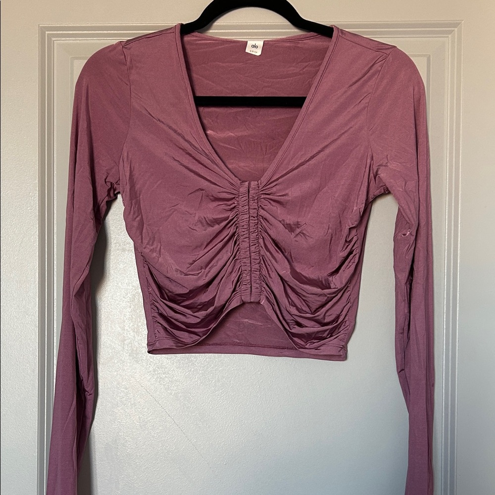 Ruched Long Sleeve Top in Mauve
